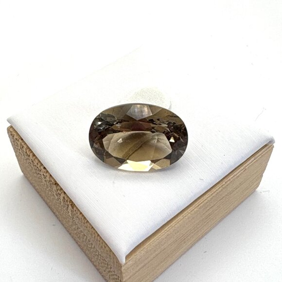 Faceted Oval Smoky Quartz Loose Gemstone 15mm Length - Picture 2 of 10